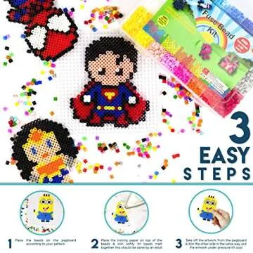 shinshin creation Large Fuse Beads kit, Melty Beads Melting Beads for Kids Crafts | Iron Beads for Kids kit - Fuse Beads Pegboards, pearler Beads. Hama Beads Compatible - 5200pcs 5mm