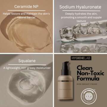 HygieneLab Men's Face Moisturizer, EWG Verified, Unscented, Suitable for All Skin Types, Non Greasy, Long Lasting Hydrating Formula, 1.7 fl oz