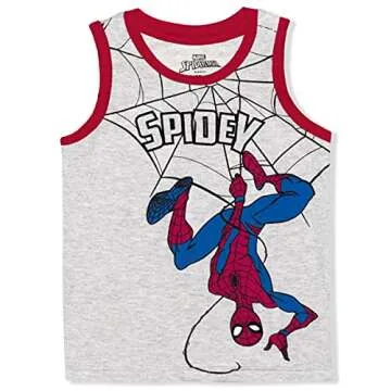 Marvel Spider-Man Boys 2 Pack Tank Top for Little Kids – Red/Grey