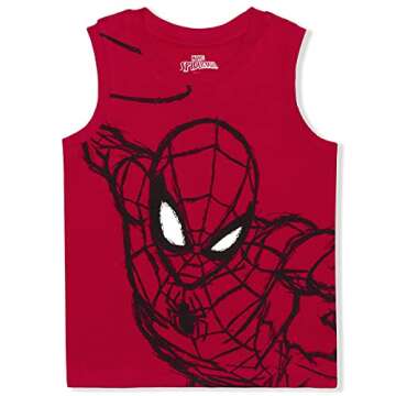 Marvel Spider-Man Boys 2 Pack Tank Top for Little Kids – Red/Grey