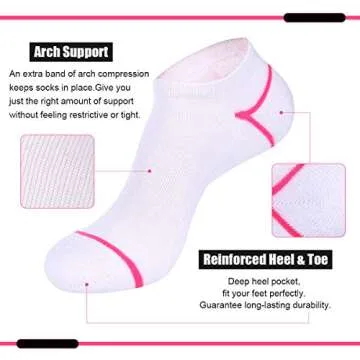 Heatuff Women's 6 Pack Low Cut Athletic Socks - Maximum Comfort