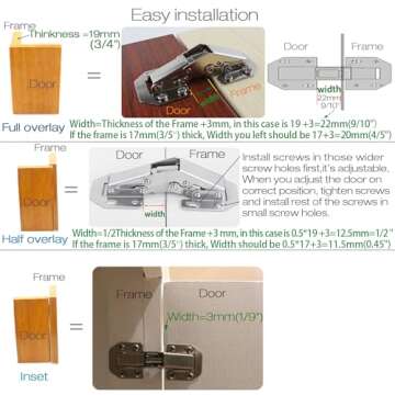 Lancher 4-Pack Hinge Easy Installation Hinges Cabinet Hinge for Drawer Window Cupboard Cabinet Door ...
