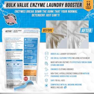 ACTIVE Pet Laundry Detergent and Enzyme Laundry Booster Powder - Includes 2LB Pet Detergent Powder and 2LB Enzyme Laundry Booster Additive