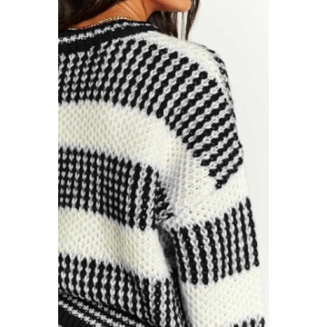 ZAFUL Women's Color Block Striped Sweater Fashionable Comfort