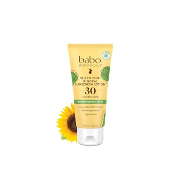 Babo Botanicals Zinc Sunscreen Lotion SPF 30 for Sensitive Skin, 3 Fl Oz