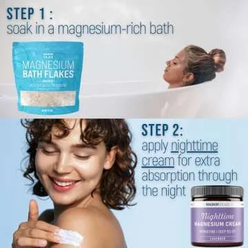 Magnesium Flakes for Bath 10 LBS, Plus Nighttime Magnesium Cream - Inside The Bag, Lavender