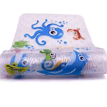 BeeHomee Cartoon Non Slip Bathtub Mat for Kids - 34x15 Inch XL Large Size Anti Slip Shower Mats for ...