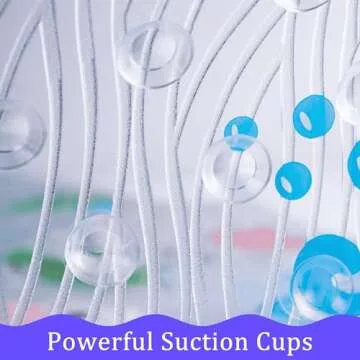 BeeHomee Cartoon Non Slip Bathtub Mat for Kids - 34x15 Inch XL Large Size Anti Slip Shower Mats for for Toddlers Children Baby Floor Tub Mats (Blue Ocean)