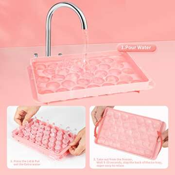 2 Pack Ice Cube Trays For Freezer, Ice Ball Maker Mold Mini circle Round Ice Cube Mold with Lid 1.2i...