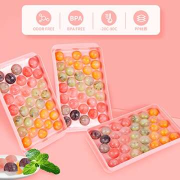 2 Pack Ice Cube Trays For Freezer, Ice Ball Maker Mold Mini circle Round Ice Cube Mold with Lid 1.2in X 66PCS for Cocktail Whiskey Tea Coffee