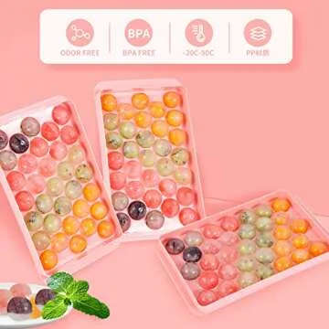 2 Pack Ice Cube Trays For Freezer, Ice Ball Maker Mold Mini circle Round Ice Cube Mold with Lid 1.2in X 66PCS for Cocktail Whiskey Tea Coffee