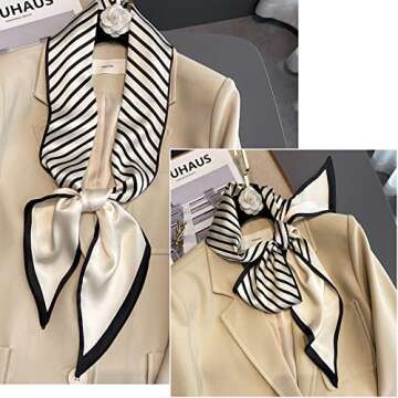 Roizsx Fashion Satin Scarf For Hair Head Neck Scarves for Women Lightweight Handbag Accessories