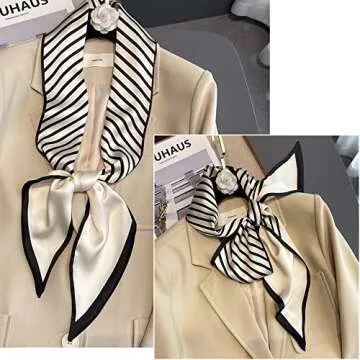 Roizsx Fashion Satin Scarf For Hair Head Neck Scarves for Women Lightweight Handbag Accessories