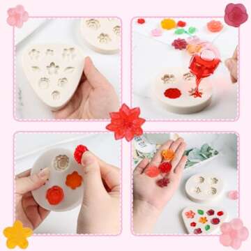 LOVEINUSA 2PCS Silicone Flower Molds for Baking and Crafts