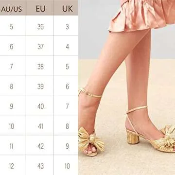 MUCCCUTE Women's Bow Knot Heeled Sandals Ankle Buckle Strap Chunky Heeled Open-toe Comfortable Wedding Party Fashion Heeled