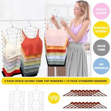 2 Pack Closet-Organizers-and-Storage,8 Tier Tank-Top-Hanger Closet-Organizer,Closet-Organizer Bra Hanger,Apartment Dorm-Room-Essentials-for College-Students-Girls Organization-and-Storage Camisoles
