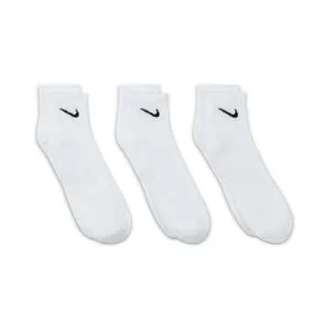 Nike Everyday Cushion Ankle Training Socks (3 Pair), Men's & Women's, with Sweat-Wicking Technology, White/Black, Small