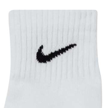 Nike Everyday Cushion Ankle Training Socks (3 Pair), Men's & Women's, with Sweat-Wicking Technology, White/Black, Small