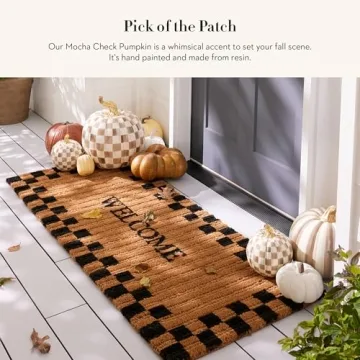 MACKENZIE-CHILDS Decorative Pumpkin in Mocha Check
