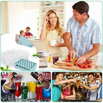 Ice Cube Trays with Lid & Bin,Ice Ball Molds for Freezer,Round Ice Tray Making 99 x 1.0IN Small ice Maker Mini Circle Ice Cubes Mold,Crushed Ice Tray for Chilling Drink Coffee Whiskey & Tea (BL)
