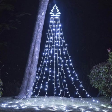 PUHONG Christmas Decoration Outdoor Christmas Tree Lights, 320 LED 16.4Ft Outdoor Fairy Topper Light...