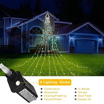 PUHONG 320 LED Outdoor Christmas Star Lights - 8 Modes