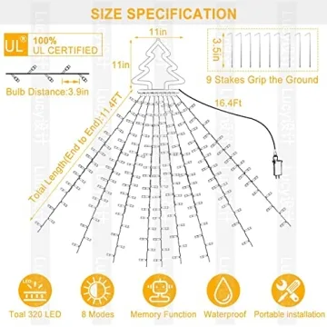 PUHONG 320 LED Outdoor Christmas Star Lights - 8 Modes