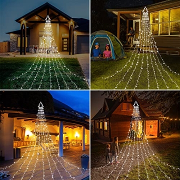 PUHONG 320 LED Outdoor Christmas Star Lights - 8 Modes