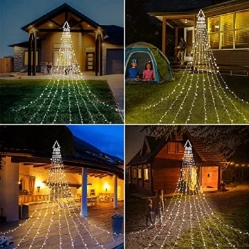 PUHONG 320 LED Outdoor Christmas Star Lights - 8 Modes