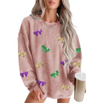 MARZXIN Women's Casual Sweatshirts Long Sleeve Crewneck Pullover Tops Fashion Hoodies Outfits Pink M...