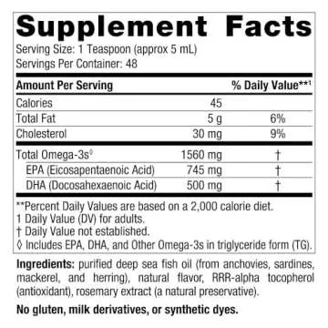 Nordic Naturals Omega-3, Lemon Flavor - 8 oz - 1560 mg Omega-3 - Fish Oil - EPA & DHA - Immune Suppo...