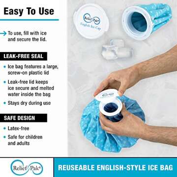 Relief Pak English-Style Ice Bag for Pain, Swelling, and Cold Therapy