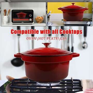 CUKOR 7QT Dutch Oven Pot With Lid, Ceramic Dutch Ovens for Sourdough Bread Baking, Enameled Cast Iro...