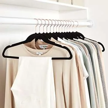 Amazon Basics Slim, Velvet, Non-Slip Suit Clothes Hangers, Black/Rose Gold - Pack of 100