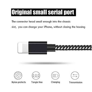 Apple Lightning Cable iPhone Charger Cable11 Pro Xs MAX XR X 8 7 6s 6 Plus ipad car Charger Charging Cable Cord Fast Long USB 3 6 10 ft Pack Apple MFi Certified iPhone Charger KAIWEI