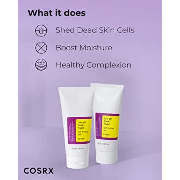 COSRX Low pH Good Night Soft Peeling Gel, 4.05 fl oz / 120ml, Mildly Exfoliating PHA For Sensitive Skin with Natural Cellulose, Radiating, Cleansing, Not Tested on Animals, Korean Skin Care