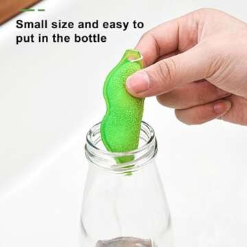 Magic Beans Bottle Cleaner, Bottle Cleaning Sponge, Beans-Shaped Bottle Cleaning Sponge, Reuseable Bottle Cleaning Sponge, Heat Resistance Bottle Sponge for Internal Cleaning of Small Mouth (3 pcs)