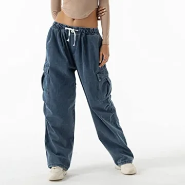 Trendy Xinor Women's High Waisted Baggy Cargo Jeans