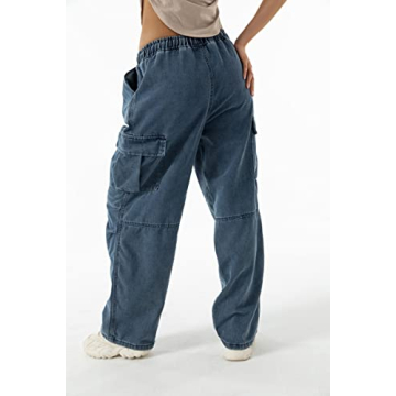 Trendy Xinor Women's High Waisted Baggy Cargo Jeans