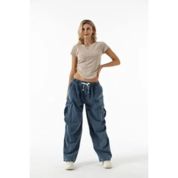 Trendy Xinor Women's High Waisted Baggy Cargo Jeans