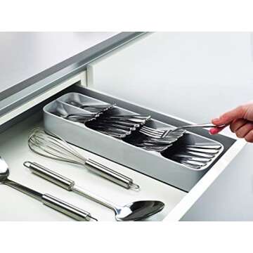 Joseph Joseph DrawerStore Set Kitchen Drawer Organizer Tray for Cutlery and Knives, Gray