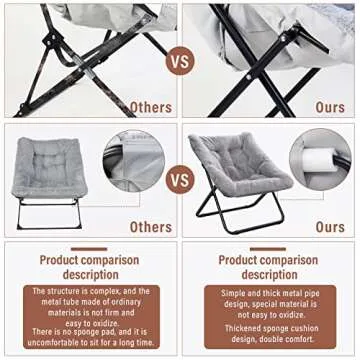 Tiita Comfy Saucer Chair, Soft Faux Fur Oversized Folding Accent Chair, Lounge Lazy Chair for Kids Teens Adults, Metal Frame Moon Chair for Bedroom, Living Room, Dorm Rooms, X-Large Pink