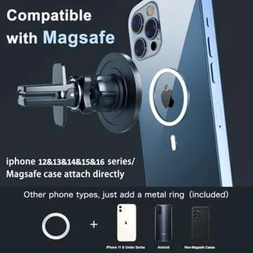 UIBI Magsafe Car Mount, Magnetic Car Phone Holder 20 Strong Magnets with Clip 360° Rotation Air Vent Cell Phone Mount Fit for Magsafe iPhone 16 15 14 13 12 Pro Max Mini MagSafe Case