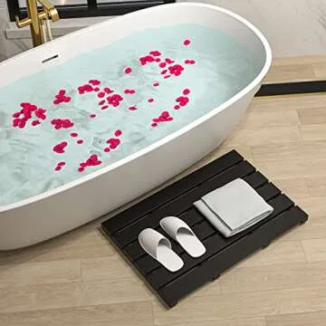 Luxury Non-Slip Bamboo Bath Mat for Indoor and Outdoor