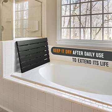 Bath Mat for Bathroom Luxury Shower - Non-Slip Bamboo Wooden Waterproof Floor Mat for Indoor or Outdoor Use(Black)