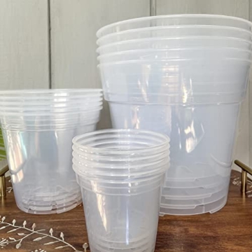 karenplantsplants™ 4", 6", 9" Clear Round Plastic Nursery Pots Variety Pack (5 Each Size)