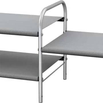 Simple Houseware 2-Tier Shoe Rack Storage Organizer, Grey