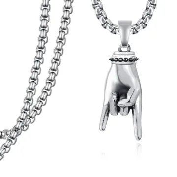 Sterling Silver Punk Rock Necklace - Rebel Music Jewelry for Men & Women