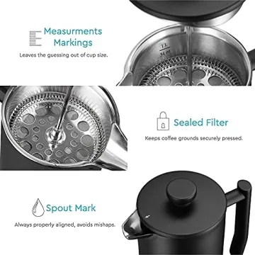 Belwares 50 OZ French Press Coffee Maker Stainless Steel Insulated