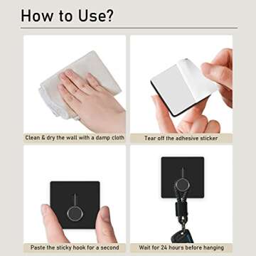 JIQGOZBAN Upgraded Adhesive Hooks Heavy Duty 6 Packs, Thickened Wall Hooks Stainless Steel SUS304 Towel Hooks, Heavy Duty Hooks Bathrooms Wall Mount for Hanging Coat, Hat, Towel, Robe (Black)